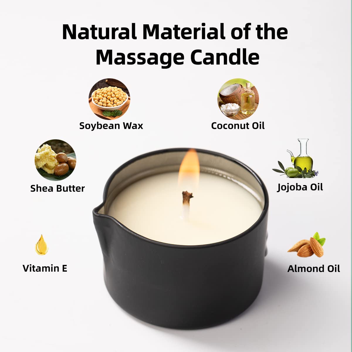 LUXMASA Low Temperature Pure Natural Soybean Oil Massage Candle, Jasmine Scented Aromatherapy Candle for Body Treatment and Skin Moisturizing 2.35 OZ