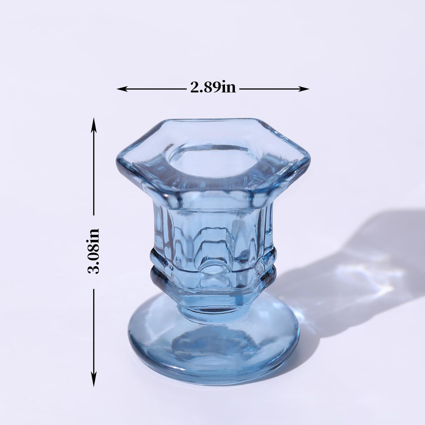 Lanttu 12 Pcs Blue Candlestick Holders Bulk, Glass Candle Holders Set,Crystal Taper Candle Holder for Wedding, Table Centerpiece, Home Decoration