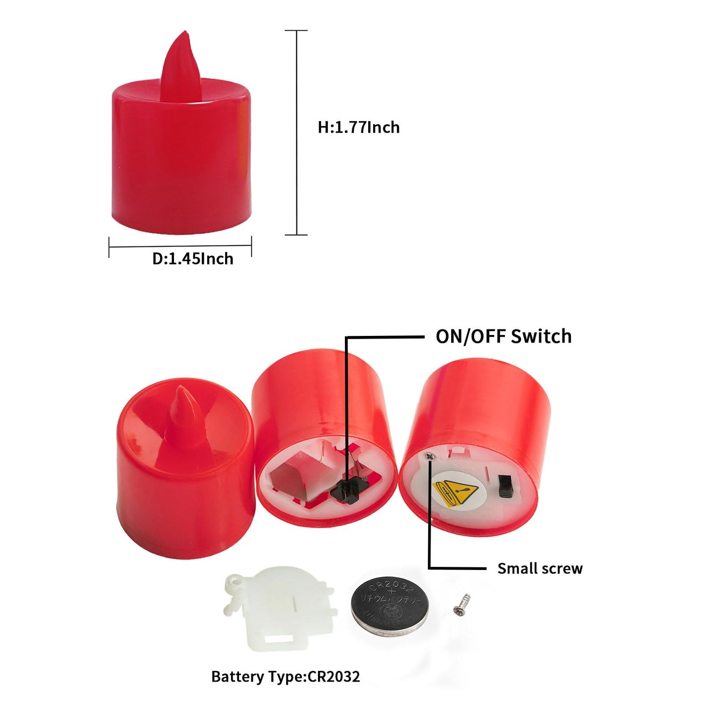 LANKER 24 Pack Flameless Led Tea Lights Candles, Flickering Red Battery Operated Electronic Fake Candles, Decorations for Wedding, Party, Christmas, Halloween (Red)