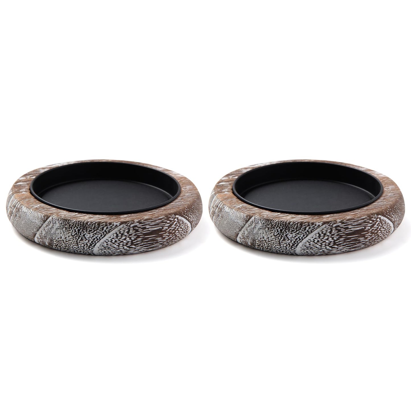 Hatway Wood Candle Holder Farmhouse Decor Wooden Pillar Candles Tray for Table Centerpiece Small Decorative Tray Riser Round Wooden Plate Pedestal Stand for Coffee Table for Christmas Decor-Bai-2