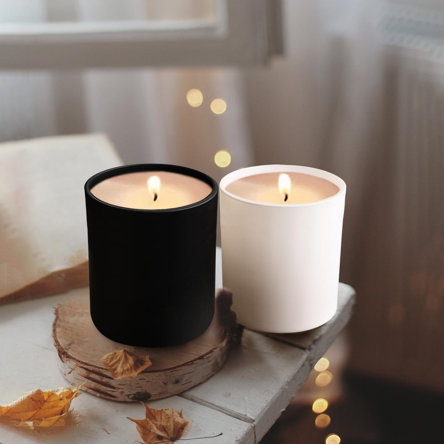 SHOWIN 14 OZ Thick Candle Jars for Making Candles 12 Pcs, 3 Wick Empty Jars with Wood Lids for Candle Making, Sample Container,Clear