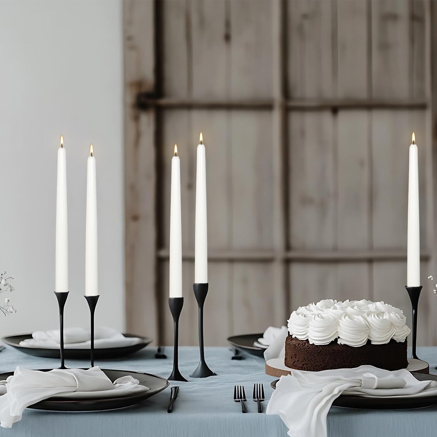 24Pack 10inch White Taper Candles- Dripless, Smokeless and Unscented candle-Long burning 8-9 Hours for home décor, Candlesticks, Dinner Table, Halloween,Vigil, Advent, Christmas, Thanksgiving, Kwanzaa