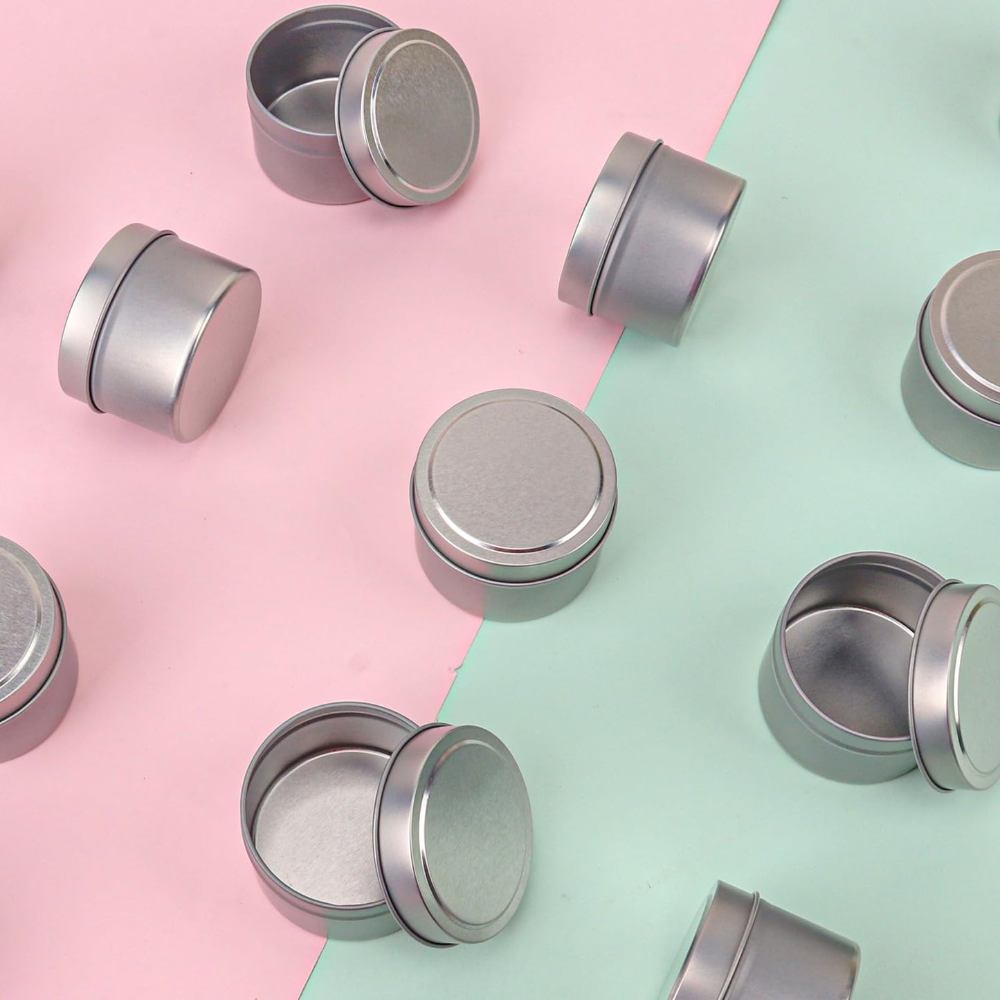 IHDYPPEW 48 Pack 4 oz Silvery Candle Tins with Lids, Empty Tin Candle Jars for Making Candles, Party Favors, Spices, Jewelry, Cosmetics