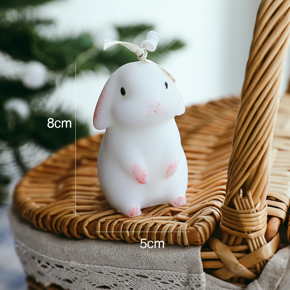 HEEPDD Bunny Shaped Decorative Soy Wax Candle, British Pear and Freesia Scent, White, 9x6x6cm, for Home, Bedroom, Bathroom