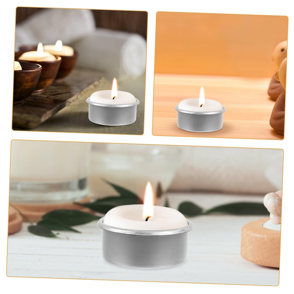 Housoutil 15pcs Metal Candle Cups Minimalist Tea Light Tins Decorative Candle Holders for DIY Projects Home Decor Aromatherapy