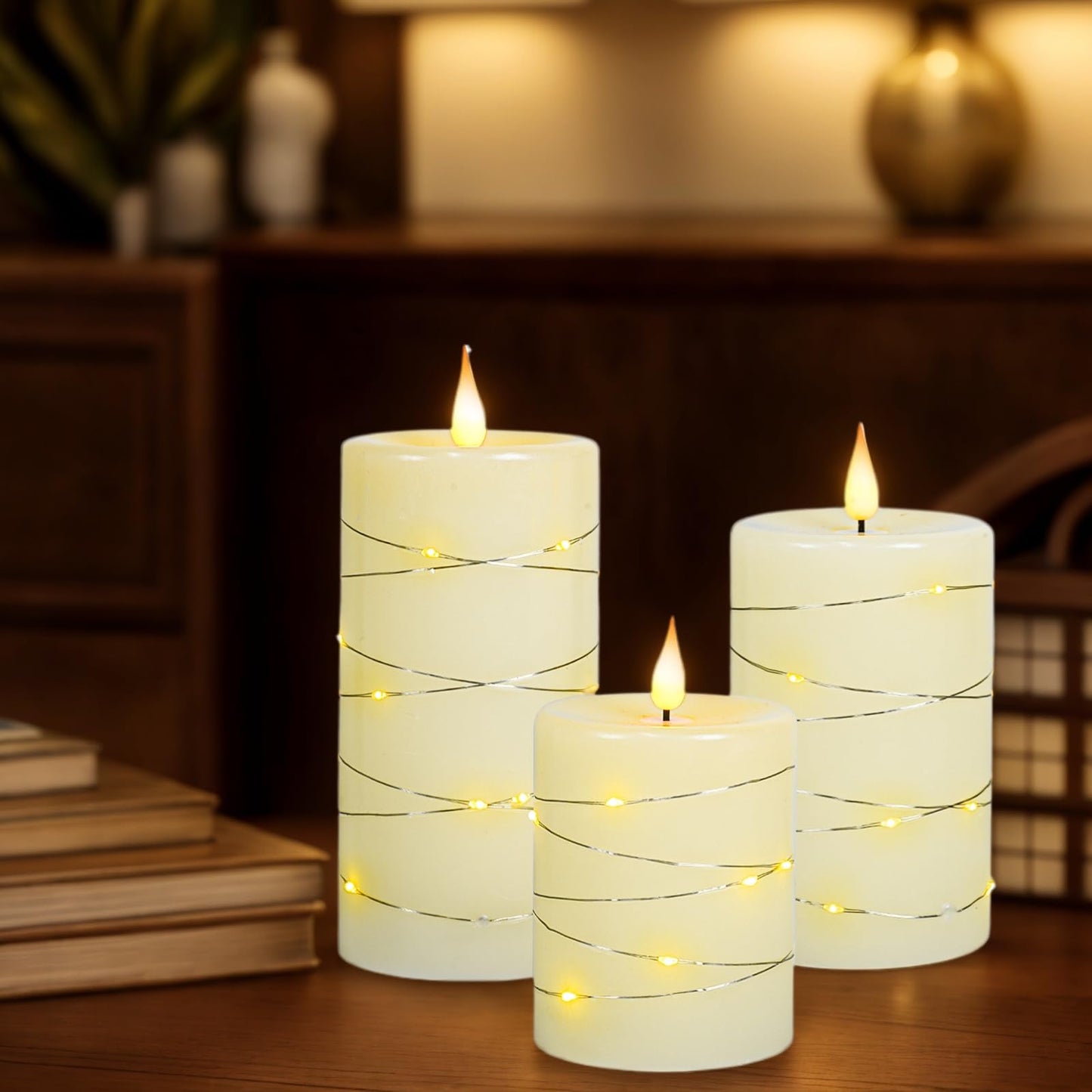 Homwamee 3 Pcs Flameless Candles with Remote Control, Battery Operated Candles LED Pillar Candle with Timer, 4'' 5'' 6'' Candles Set of 3 Pack for Wedding Centerpieces Holiday Table Home Decorations