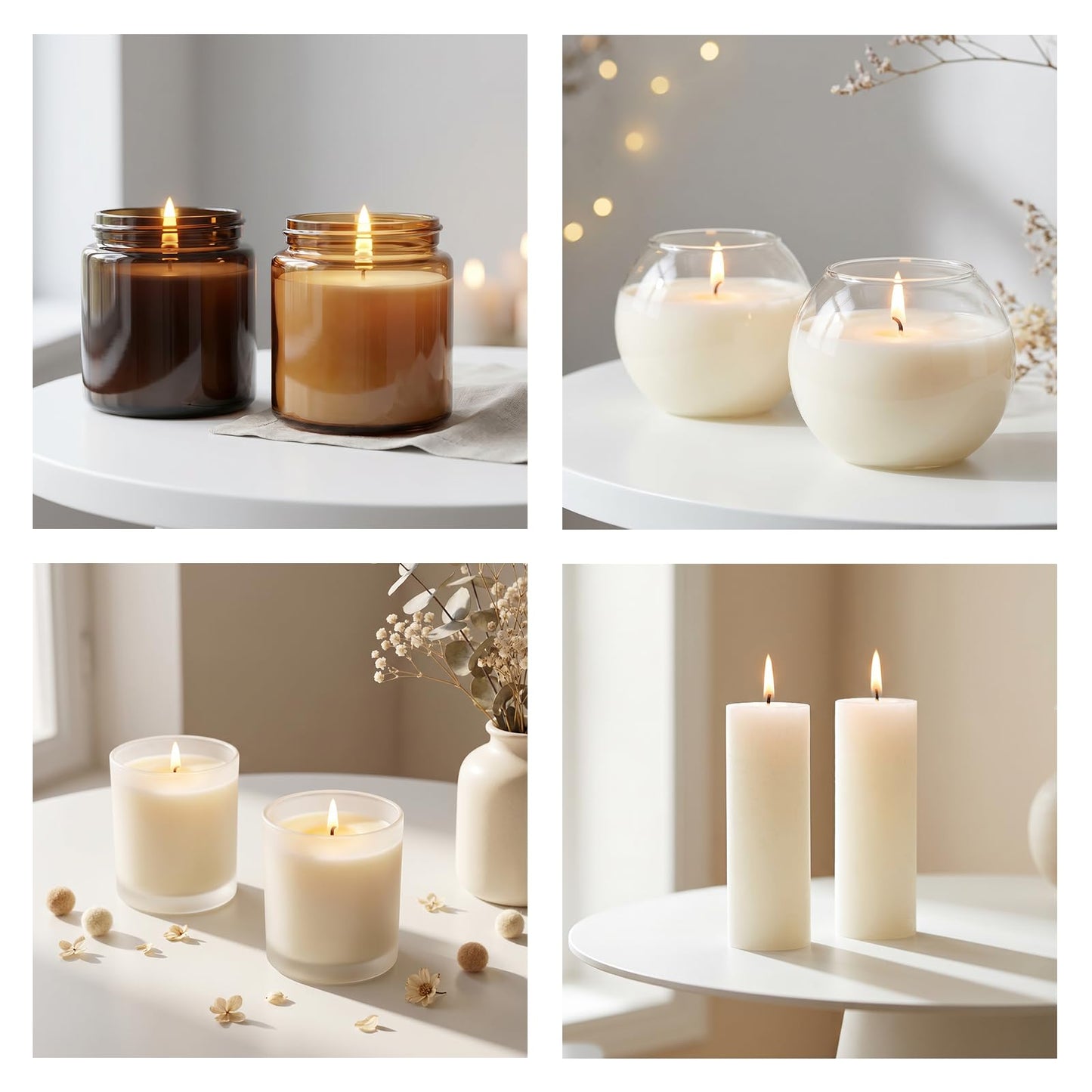 Aubeco 240Pcs Candle Wick, Low Smoke 6 Inch Pre-Waxed Cotton Wick with Tabs, Natural Cotton Core for Candle Making, Soy Candle DIY