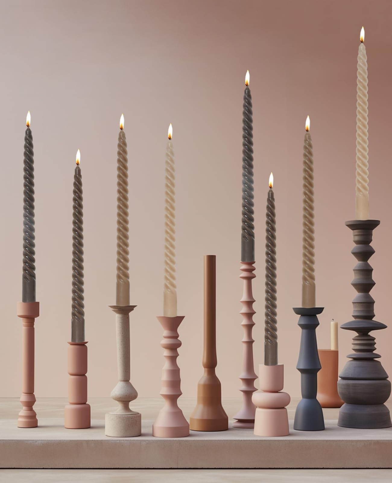 LPUSA Navy Spiral Taper Candle Sticks Tall Taper Unscented Candle for Holiday,Wedding and Home Decoration,10inch,12 Pack(E-Navy)