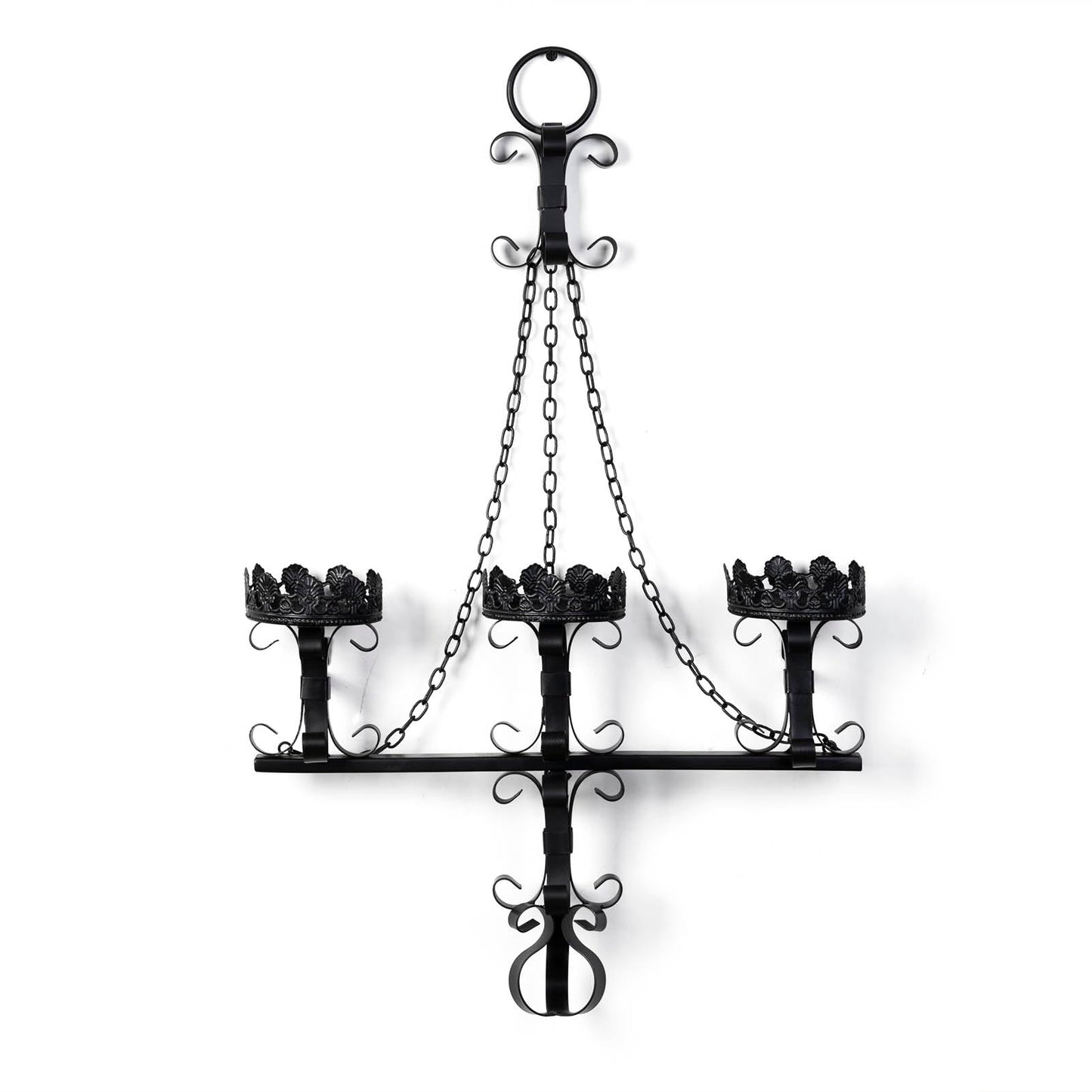 Black Wall Candle Sconces,3 Iron Candelabra,Gothic Victorian Decor,Rustic wall Candle Holder for Bathroom,Living Room,Dining Room Indoor Outdoor Use