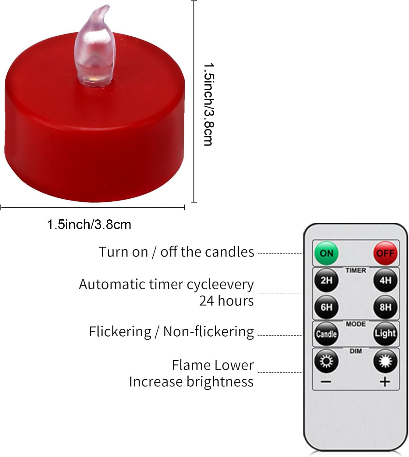 MINXIN LED Tea Light Flameless Candles with Remote Control Flickering Tealight Long Lasting, Battery Operated with Timer for Halloween Home Decoration Seasonal &Festival Celebration Red (24pcs)