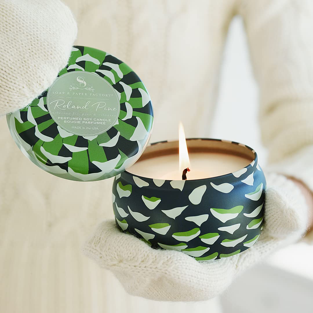 Soap & Paper Factory Roland Pine 6 oz Large Tin Soy Candle