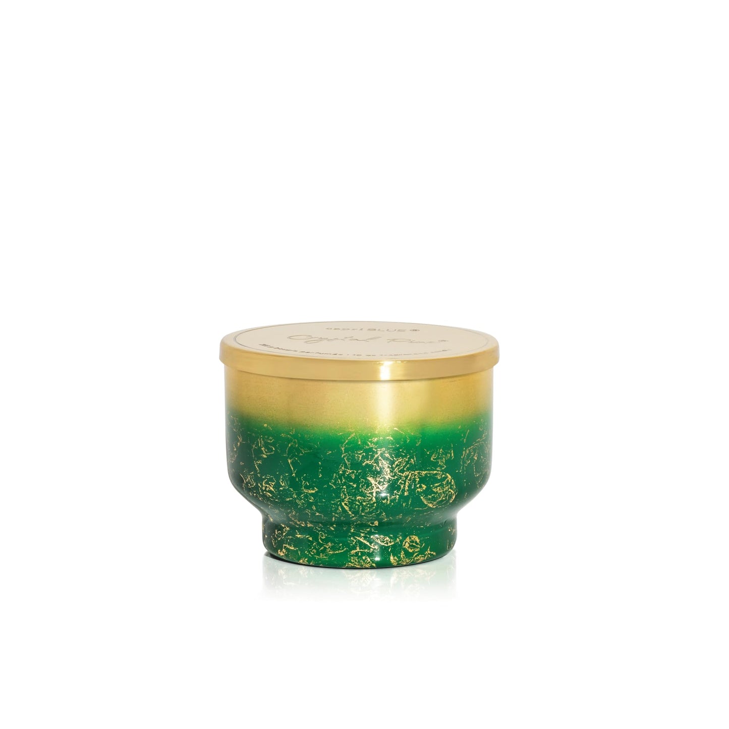 Capri Blue Crystal Pine Scented - Glimmer Inverted Jar Candles - Soy Candles - Holiday Candle with Emerald Green & Gold Ombre Glass Candle Holder (10 oz)