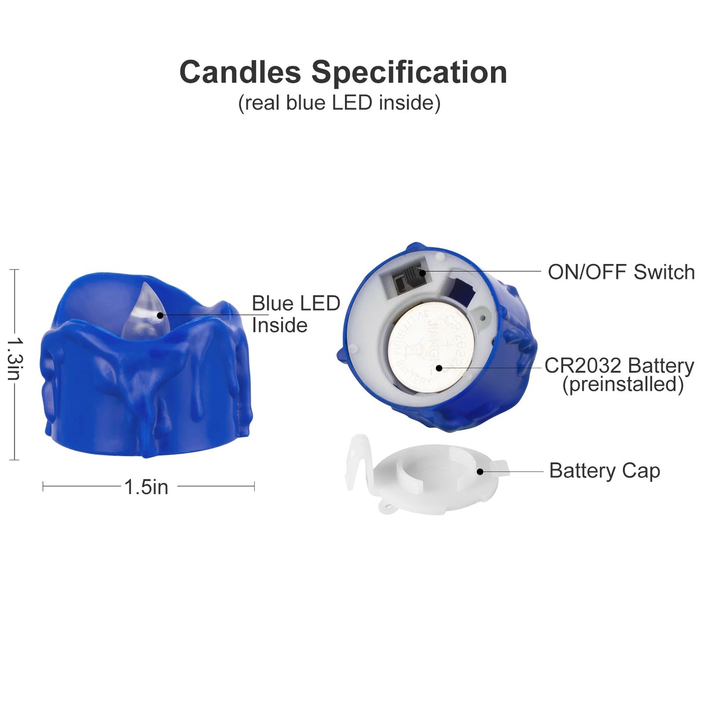 Windshell Blue Flickering Flame Tealight Candles with 6H Timer (No Remote), Battery Operated LED Flameless Tea Lights with Melting Design, for Halloween Christmas Wedding Party, 12 Pack