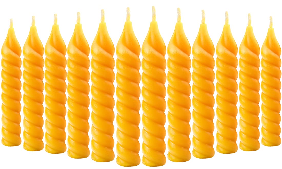 DEYBBY Natural Small Spiral Beeswax Candles Set of 12, 5 inch Dripless Smokeless Twisted Pure Organic Beeswax Candle for Home Fireplace Decor Party Event Housewarming Birthday Gift
