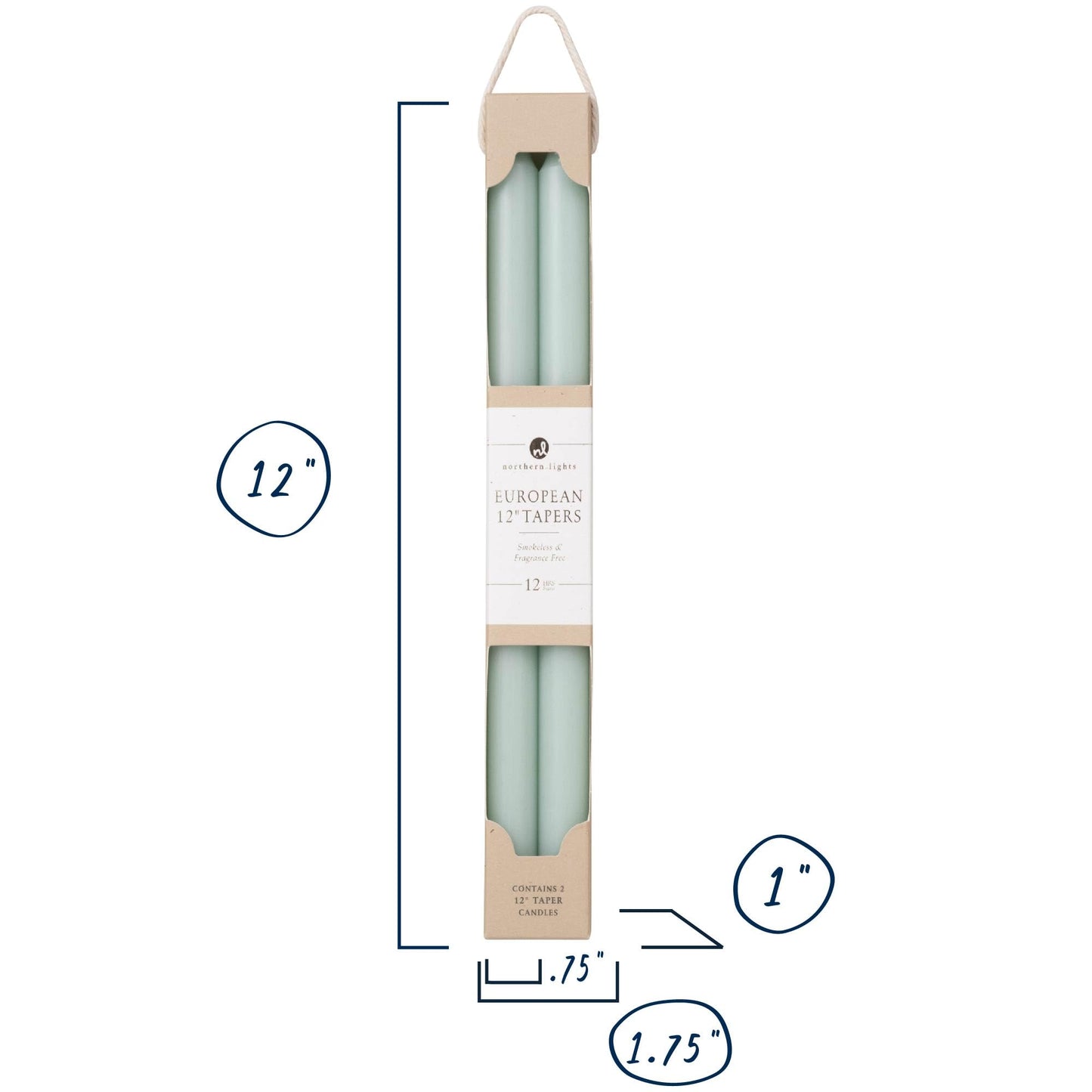 Northern Lights Candles - 12" 2PK Premium Tapers, Pistachio - 72856