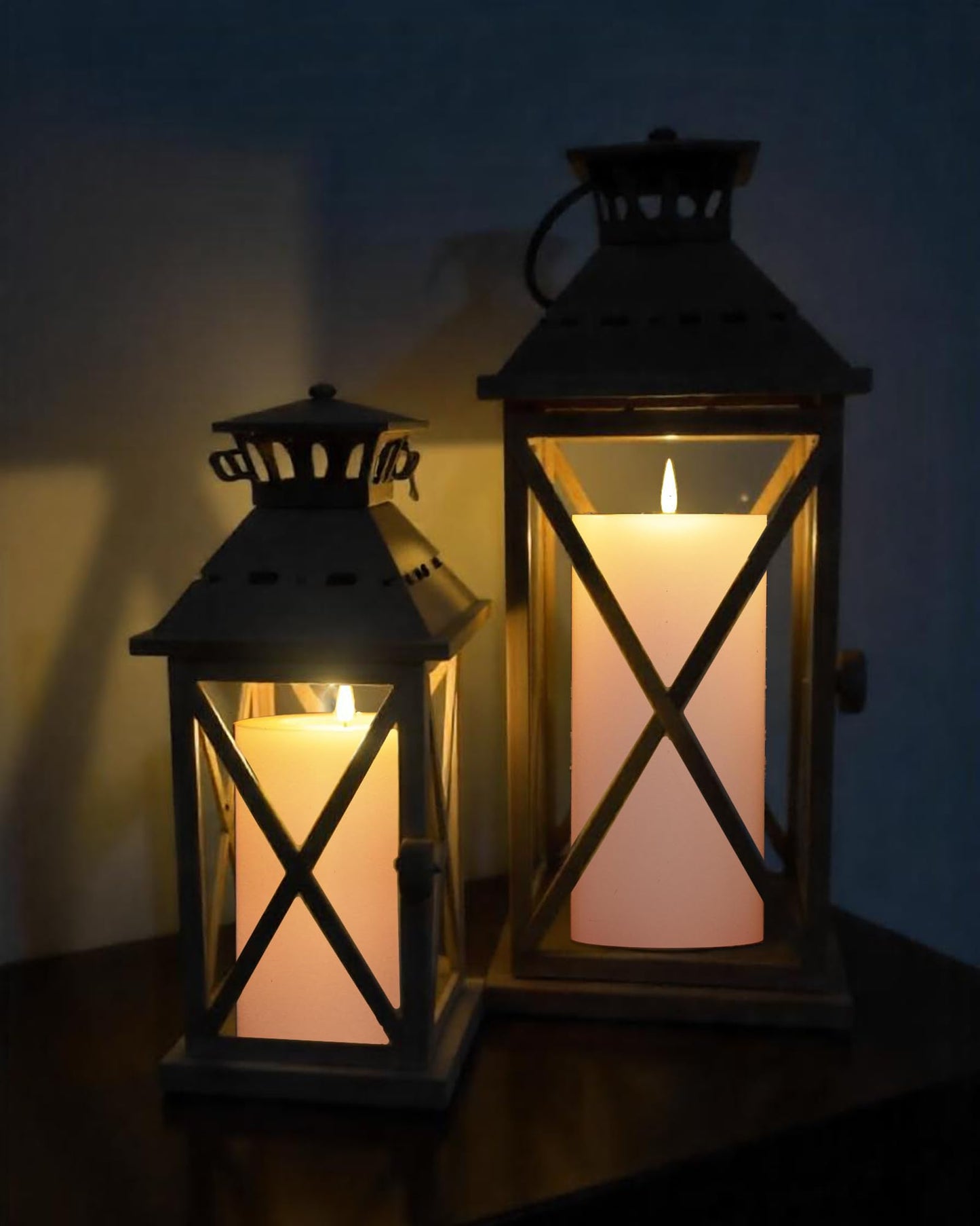 Gmnee 4"x8" Outdoor Waterproof Flameless Candles with Remote and Timers, LED Candles, Battery Operated Candles, Electric Fake Pillar Candles for Patio, Porch, and Lanterns Decor (White, Plastic)
