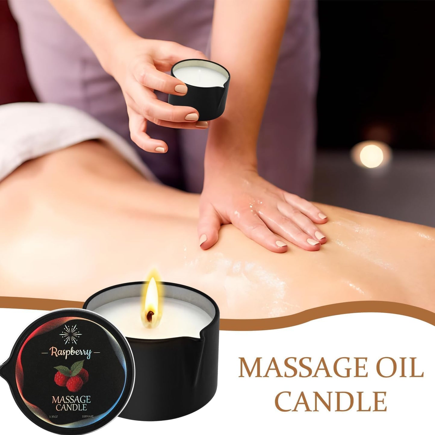 Sariiraw 6 Pack Massage Oil Candles Set, Low Temp Soy Based Massage Candles for Massage Therapy, Relaxation & Skin Moisturizing, Assorted Scents for Home Spa Self Care