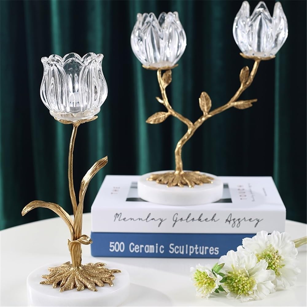 Candlestick Holders Light Candle Holder Ornaments with Base Home Dining Table Decoration Crystal Glass Candle Holders