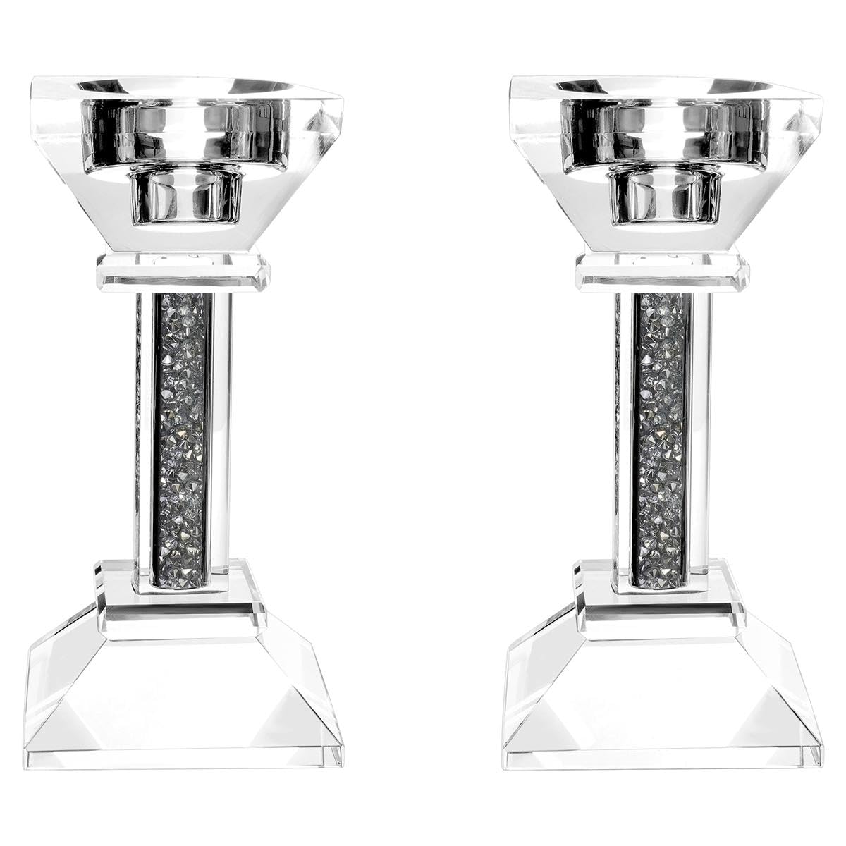 Crystal Candle Holders Set of 2-8.6" Tall Crystal Candlestick Holders - Ultra Elegant and Modern Centerpiece Home Decor