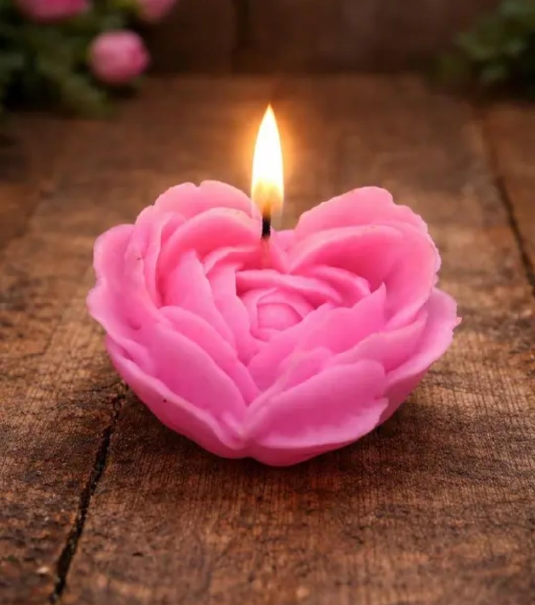 Decorative Candles Set, Romantic Couple and Rose Flower Shaped, Red and Pink, Wedding Anniversary Valentine's Day Theme
