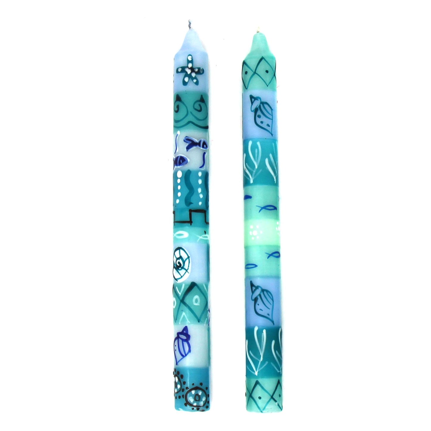 Global Crafts - 2 Hand-Painted African Taper Candles - Samaki Design, Unscented