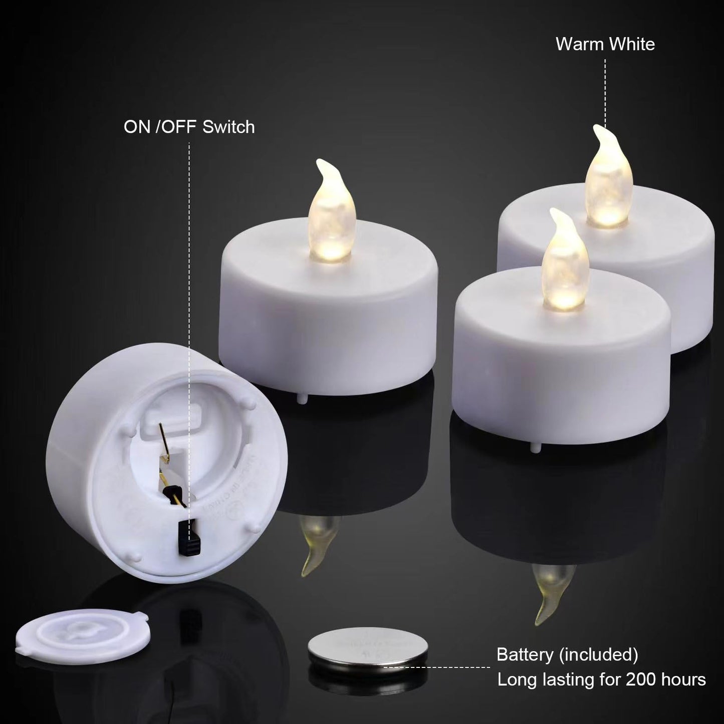 PILLOBOX Battery Operated Tea Lights Candles-100PACK Flameless Electric Candles LED Lamp Realistic and Bright Flickering Holiday Gift Long Lasting for Wedding Party Home Decoration (Warm White)