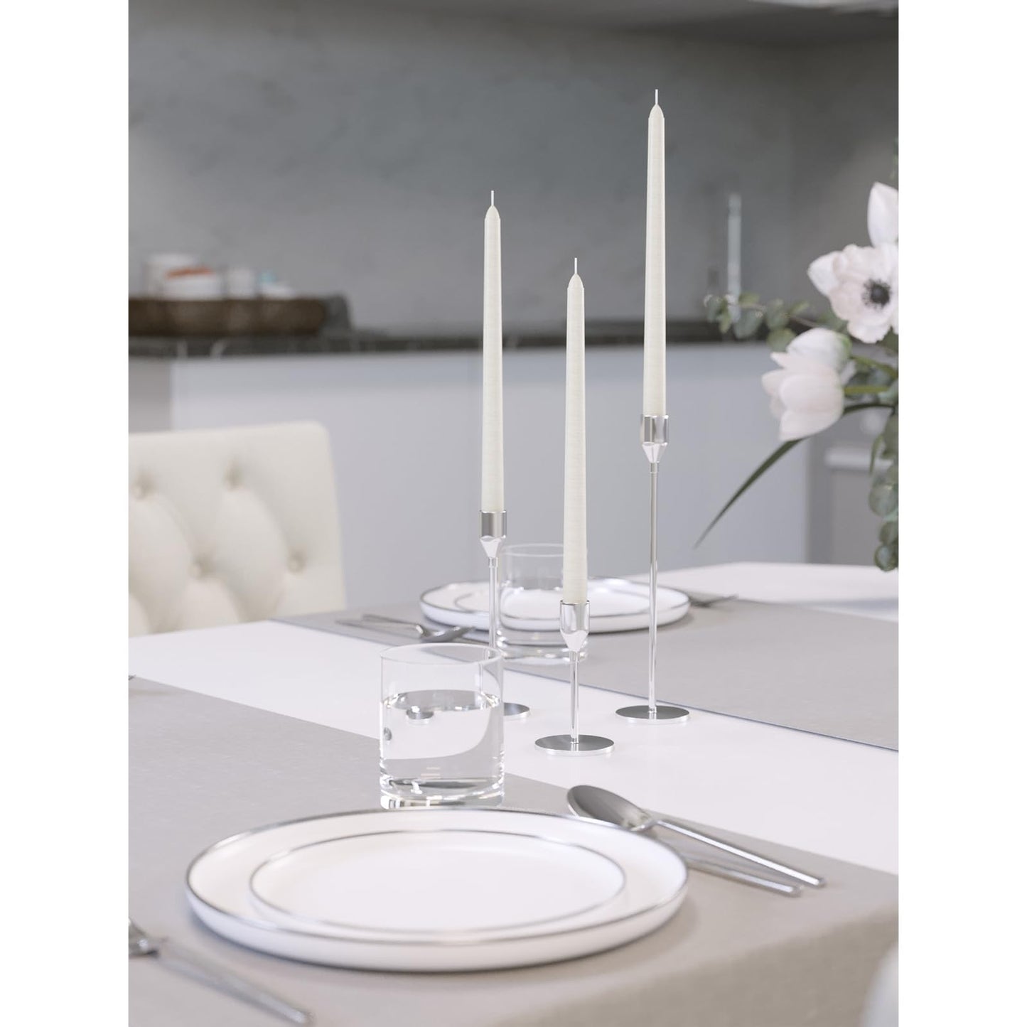 CANDWAX Ivory Taper Candles 10 inch Dripless - Set of 4 Tapered Candles - Smokeless and Unscented Taper Candlesticks Long Burning - Hand Poured Tall Candle Sticks