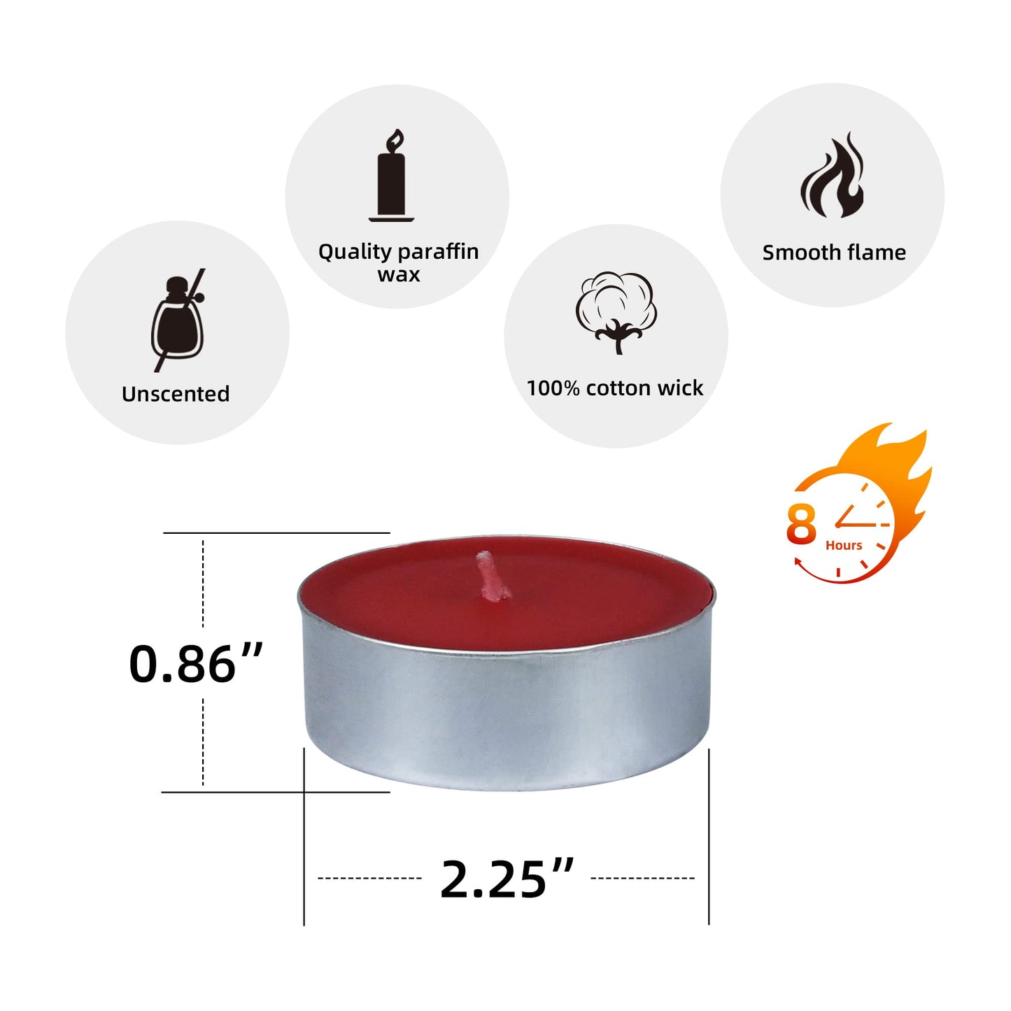 Zest Candle 12-Piece Tin Cups Tealight Candles, Mega Oversized Red s