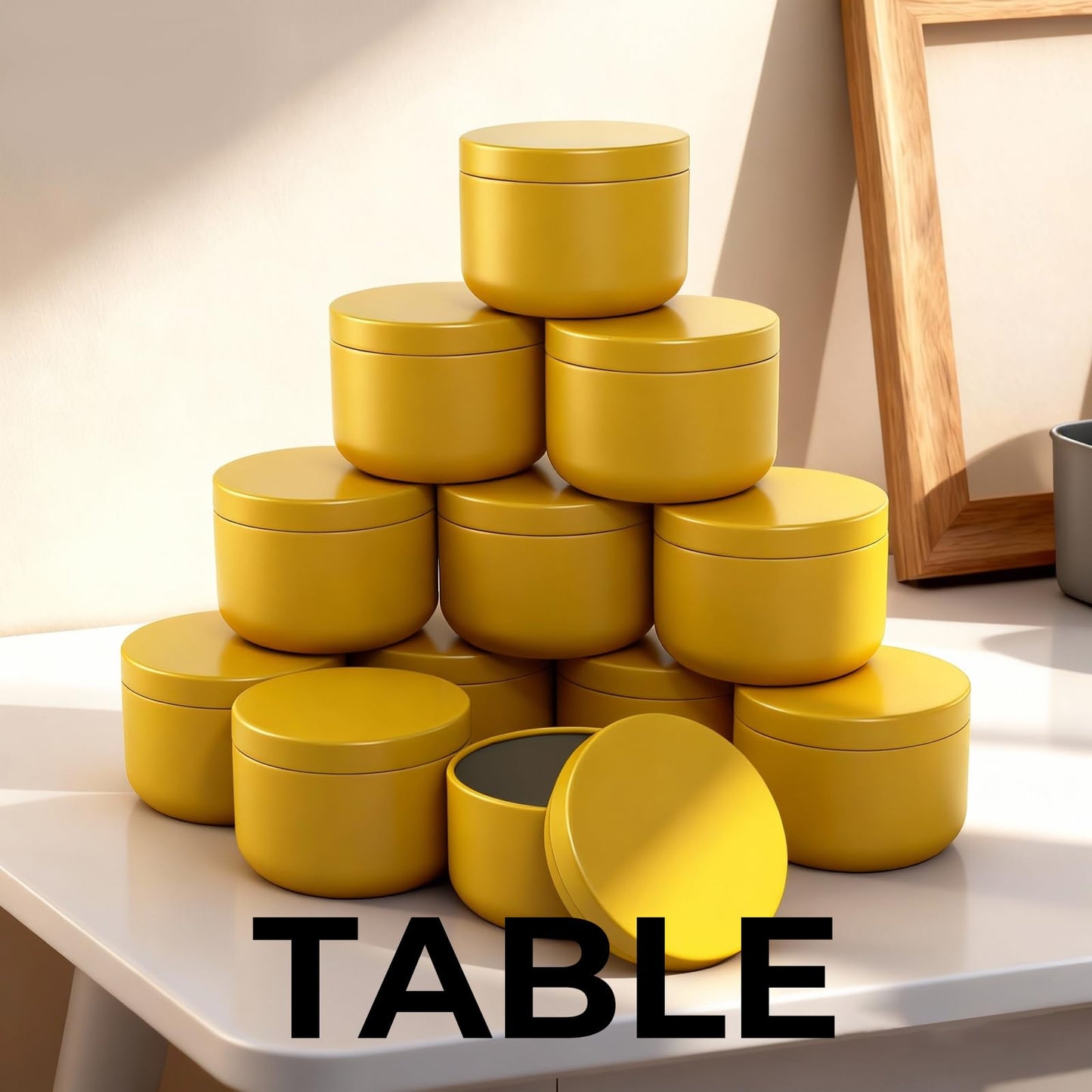 12Pack 3oz Candle Tins with Lids,Round Metal Candle Jars for Candle Making,Bulk Empty Tins Containers for DIY Crafts Christmas Gifts Small Business Supplies–Airtight Storage Jars (Yellow)