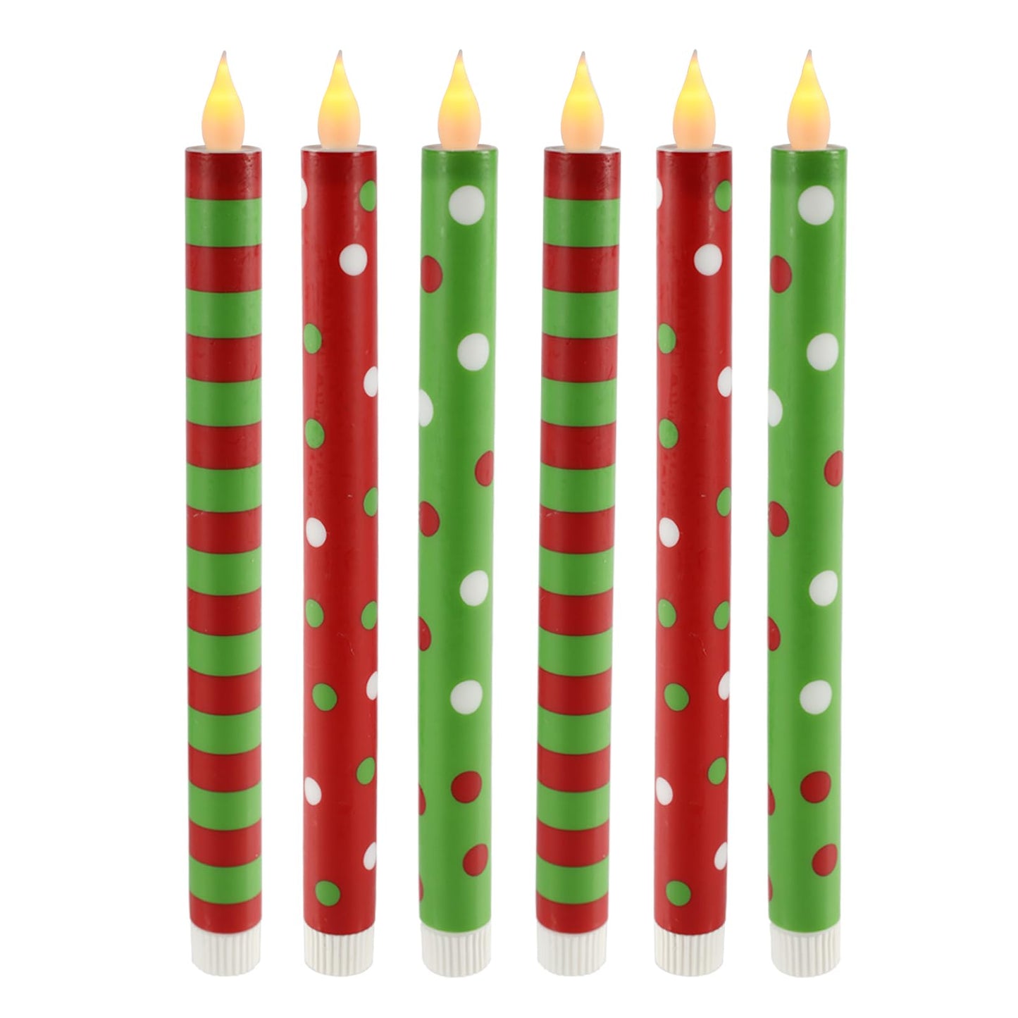 Sariiraw 6 Pcs 10.6 Inch Battery Operated Flameless Taper Candles - LED Candlesticks with Remote & Timer for Christmas, Winter Holiday & Party Table Decor