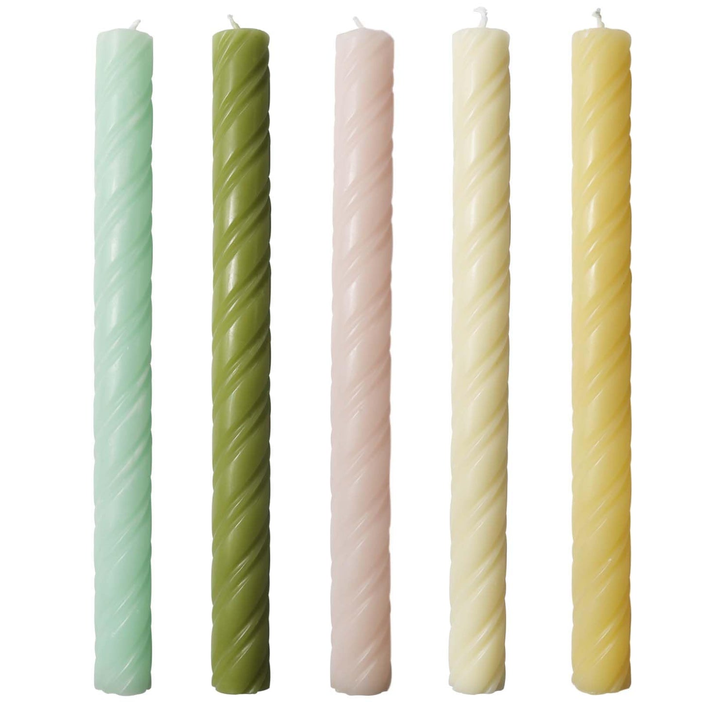 10in Spiral Taper Candles Set of 2 Pack Striped Tapered Candle, Decorative Threaded Candle for Dinner Party Wedding, Kitchen Decors, Christmas, Halloween (Roman Column Light Blue, 10in)