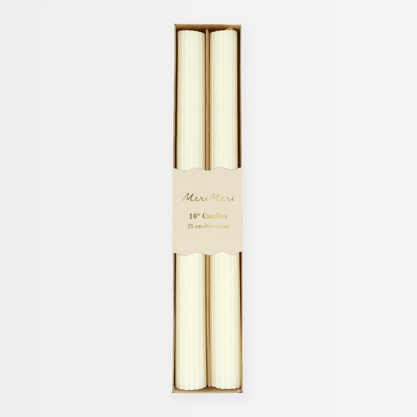 Meri Meri Tall Table Candles (Pack of 2), 10" Tall, Unscented, Long Burn Time Approx 6 hrs., Meri Meri Candles