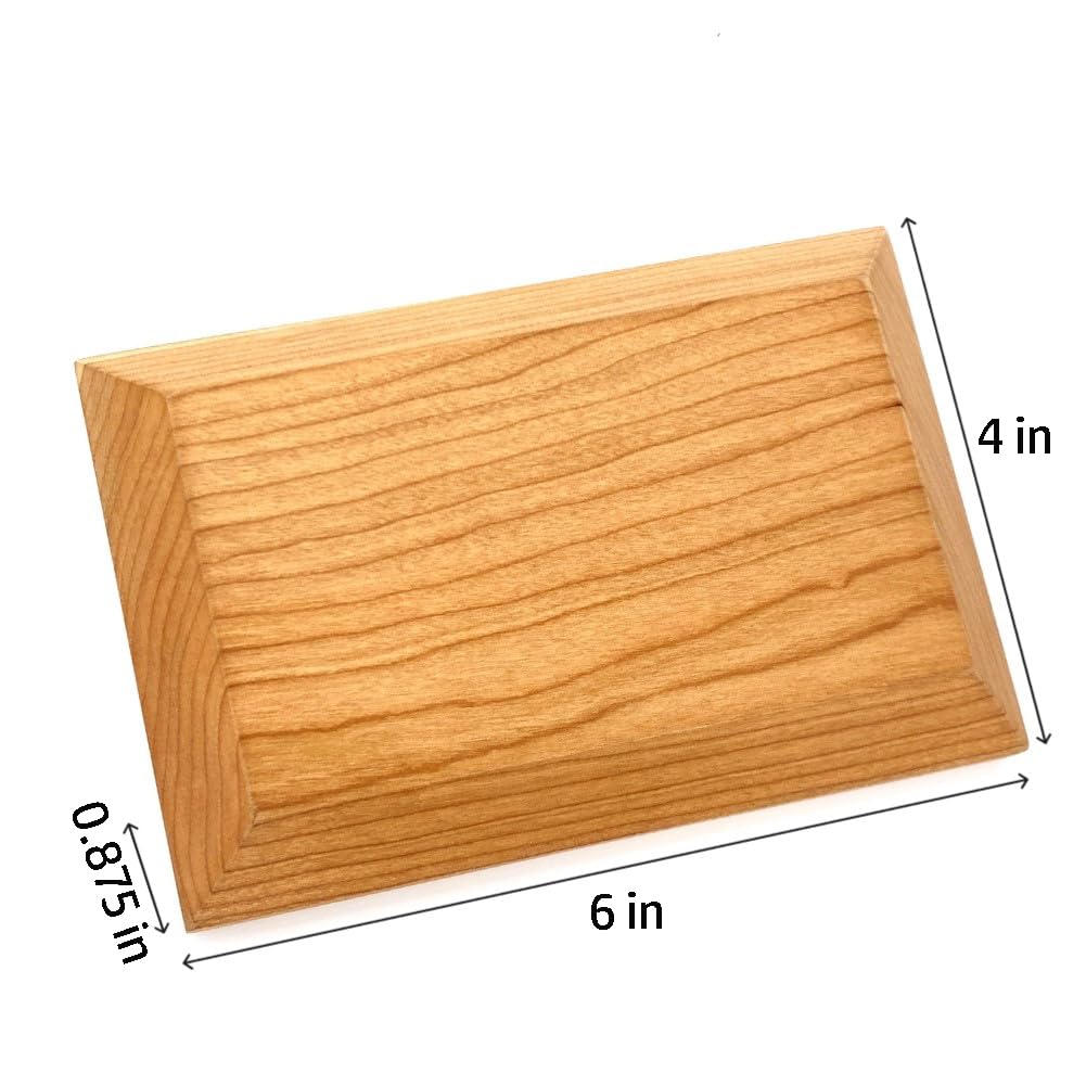 WIN CHAMP Solid Cherrywood Pedestal, Rectangular Wood Display Base with Bevel, Modern Farmhouse Decor Wooden Riser for Display (6" x 4" x 7/8")