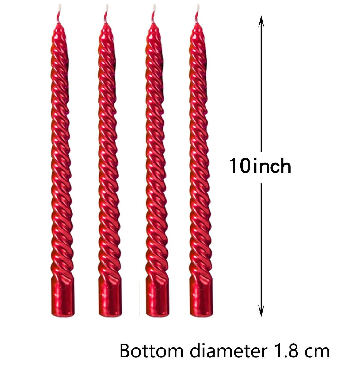 Likejarcand 10 inch Spiral red Tapered Candles,-Set of 4 Tapered Candles, red Tall Candlesticks, Long Candl Sticks, Home Dinner, Party, Wedding, Halloween