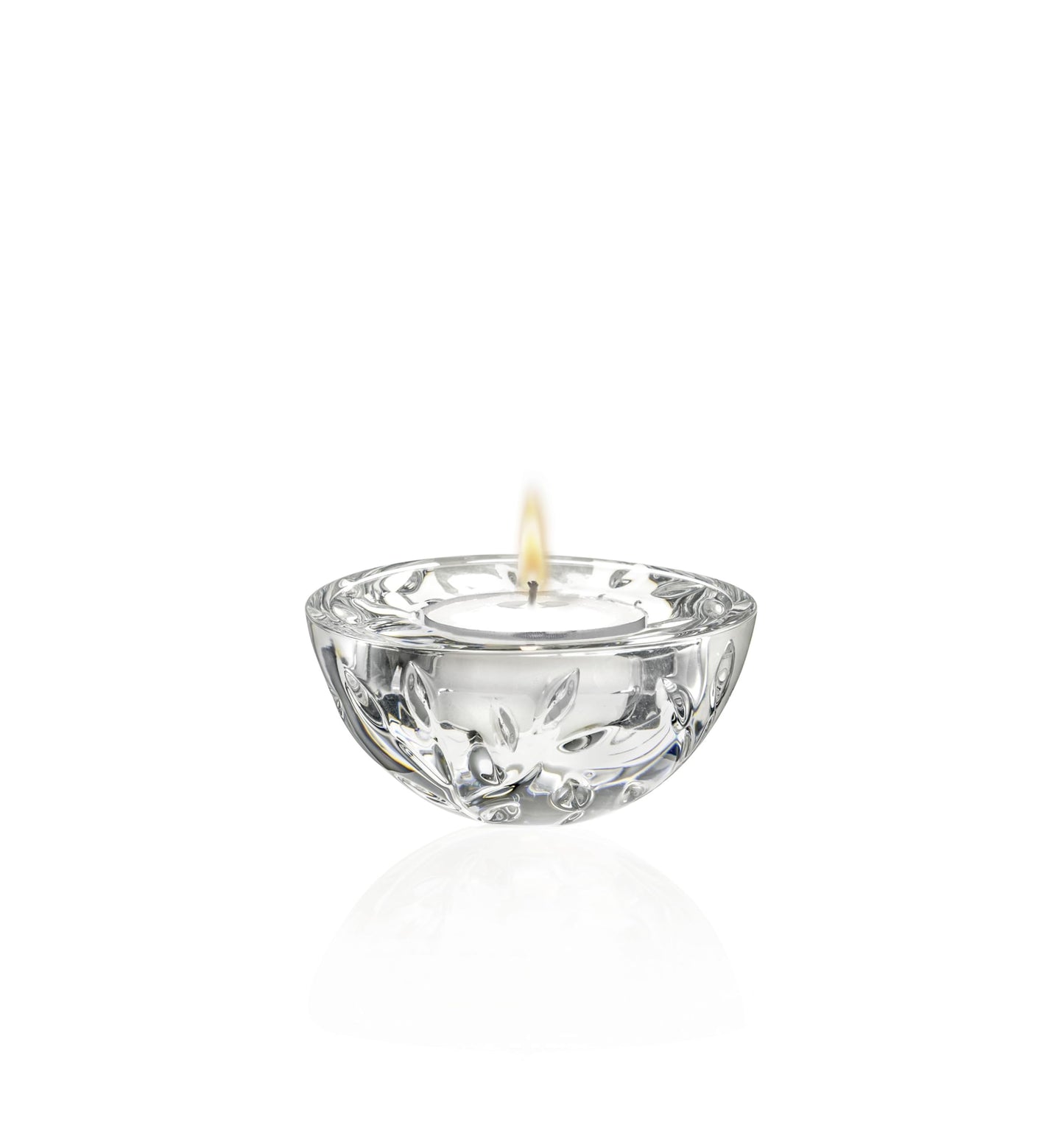 Barski Glass Tea Light Candle Holder - Set of 2 - for Wedding - Holidy Party Decoration - Round Bottom Will Create a Rocking Effect - Horizontal Lines Design - 3.5" Diameter - Made in Europe