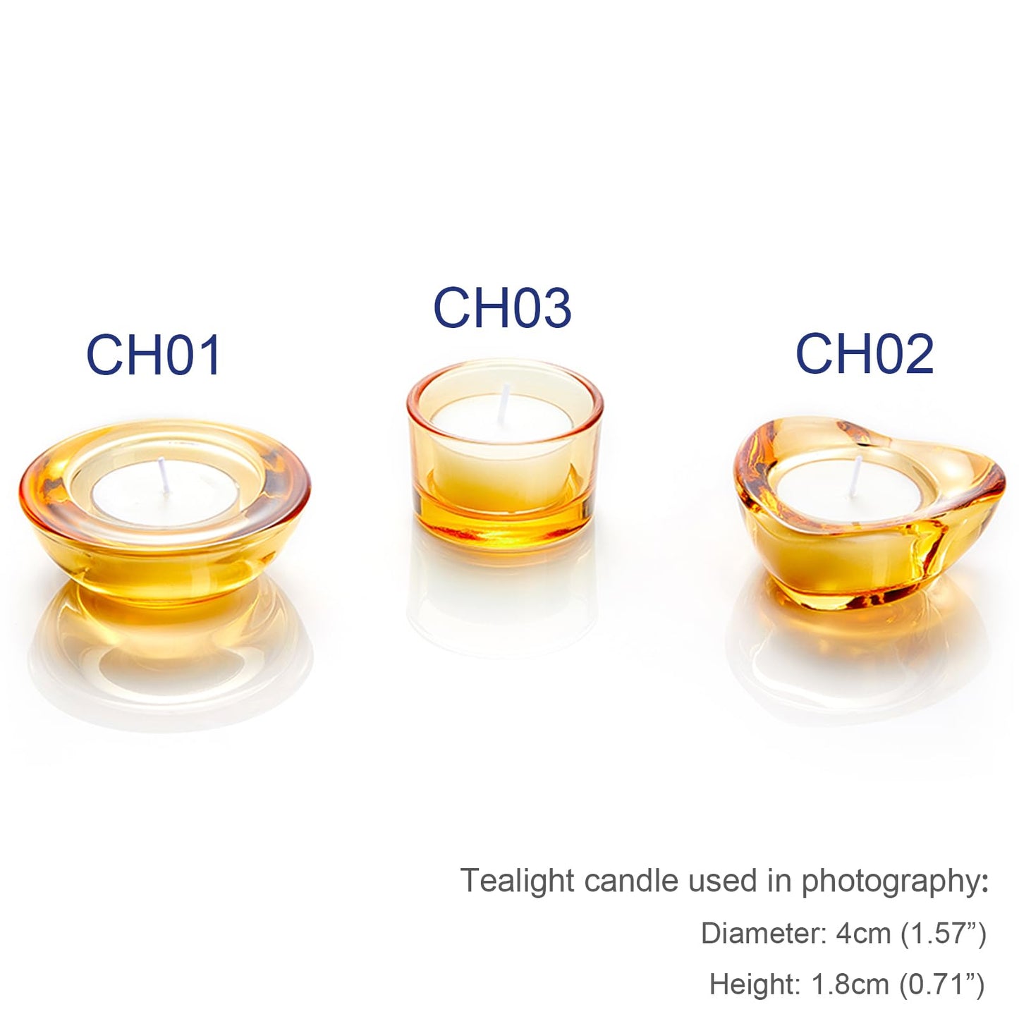 ELIVIA Gold Tealight Candle Holders - Set of 12, Round Chunky Glass Candle Holder, 3" Diameter - CH01 - Rusty Orange