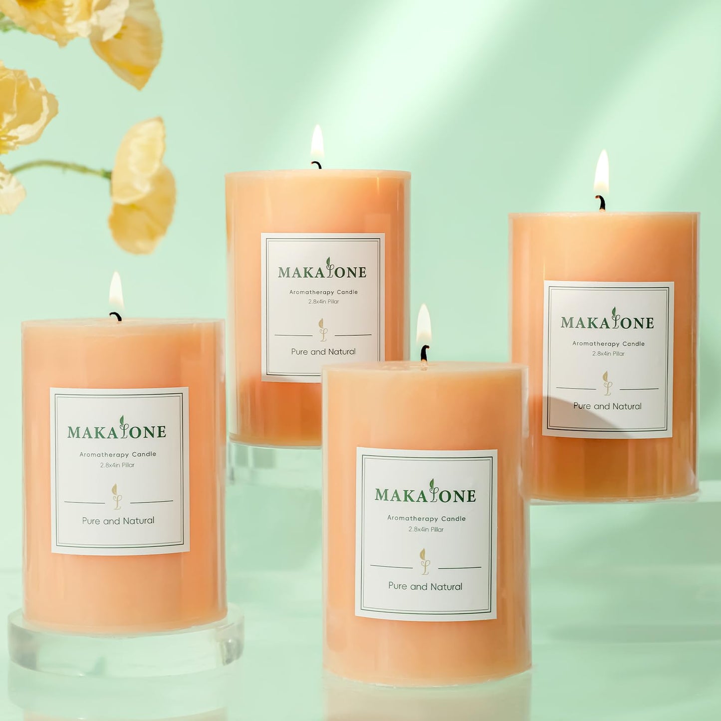 4 Pack Vanilla Lavender Scented Pillar Candles,Natural Soy Wax Pillar Candles-2.8x4In,60H Long Lasting Burning Fragrance Candles for Home,Spa,Stress Relief & Wedding(Peach Pink)