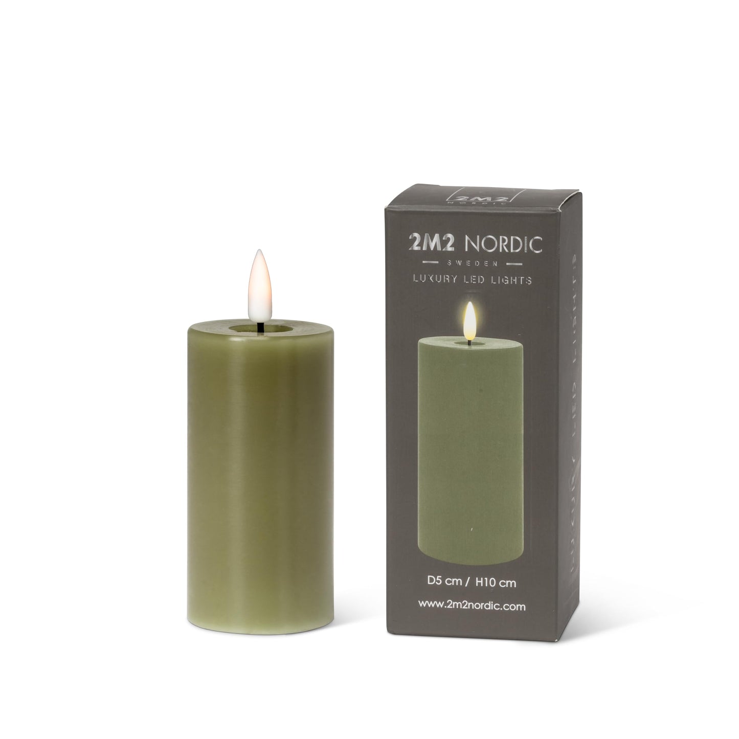 Abbott Collection Wax LED Flameless Pillar Candle - Green (2x4 H)
