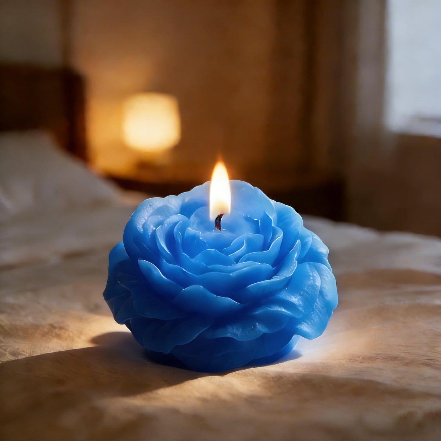Scented Candles Set for Women Mom,4 Pack Aromatic Peony-Shaped Candle Ornament for Home,Blue Soy Candles for Living Room and Bedroom, Birthday Gifts Valentines Day Candle - Bluebell