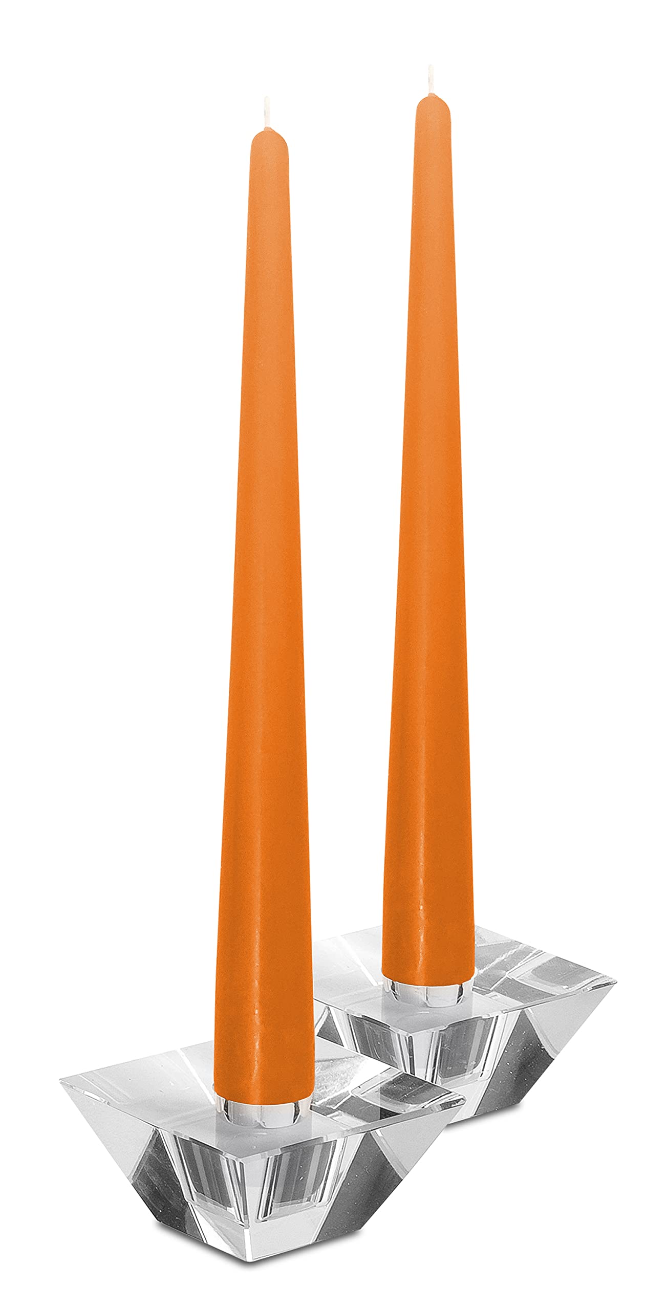 Hyoola Tall Taper Candles - 14 Inch Orange Unscented Dripless Taper Candles - 12 Hour Burn Time - 12 Pack