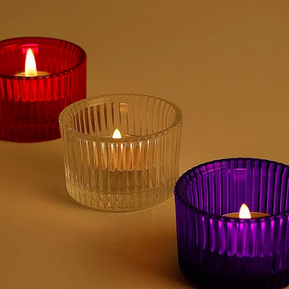 UUYYEO 2 Pcs Glass Tealight Candle Holder Clear Tea Light Candle Cups Votive Candles Holders Containers Floating Candles Holders Dining Table Candle Holder Wedding Table Centerpieces Green