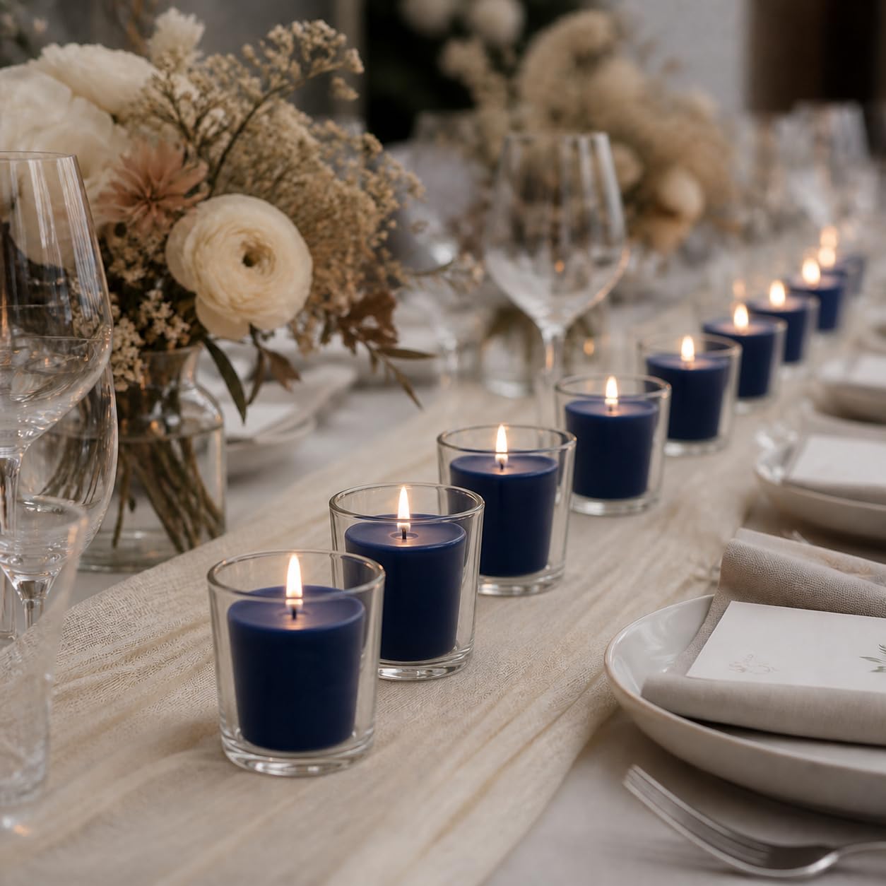yummi 15hr Unscented Navy Blue Votive Candles - 9 per Pack