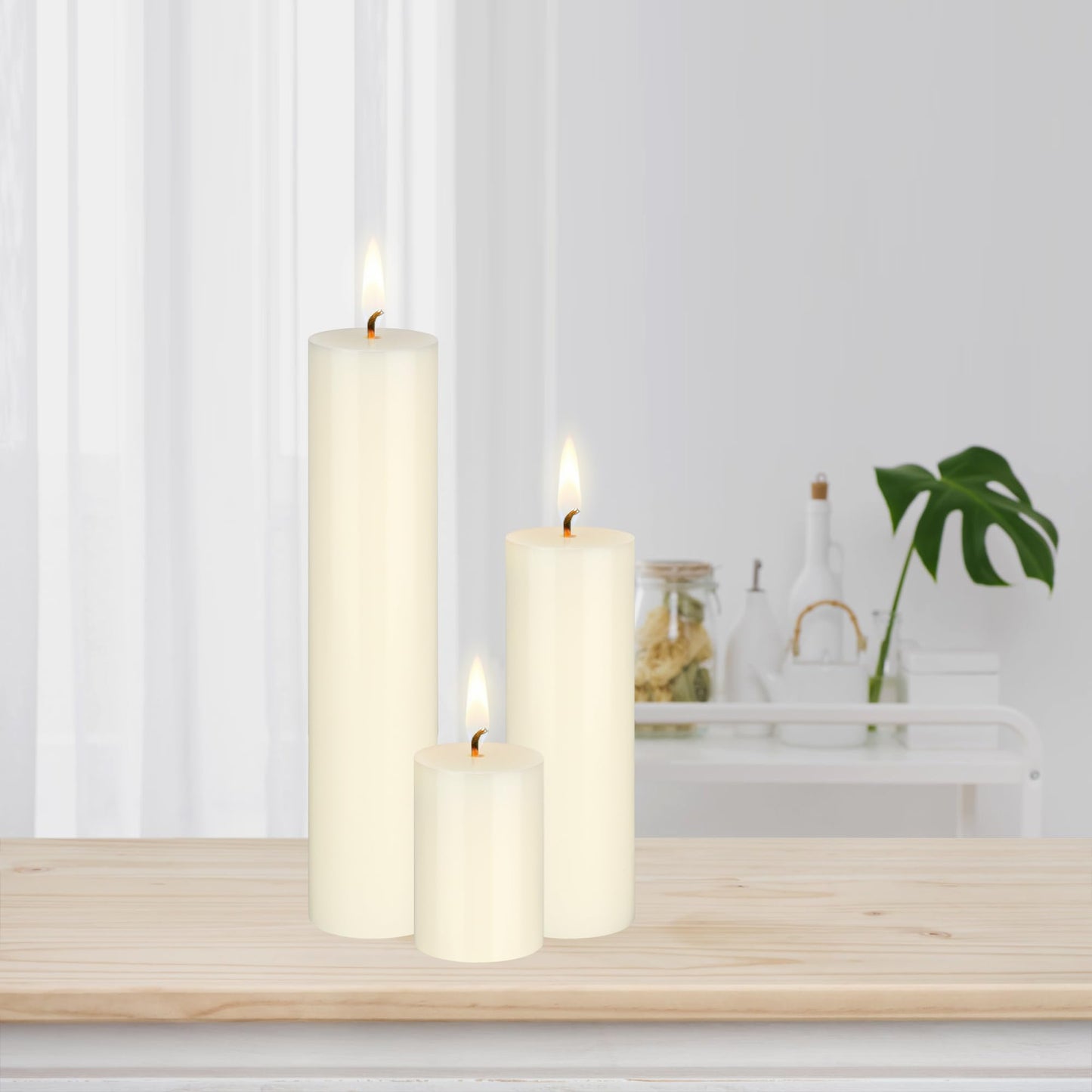 Mega Candles 3 pcs Unscented Solid Ivory Pillar Candles, Hand Poured Premium Wax Candle 2 Inch x 3 Inch, Home Décor, Spas, Weddings, Occasions, Party, Centerpieces, Holidays, Vigils, Prayers