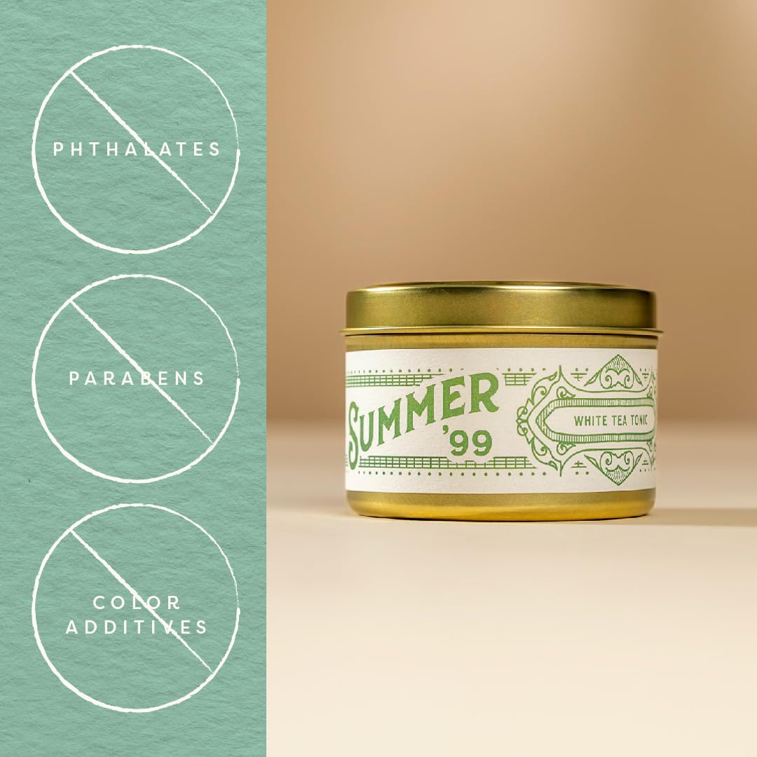 Scent Library Summer '99 Scented Candle | Designed by Erin Napier | Soy Wax Blend | Made in The USA by Laurel Mercantile | Long-Lasting 24+ Hour Burn Time (5 oz) | Great Gift for Women and Home