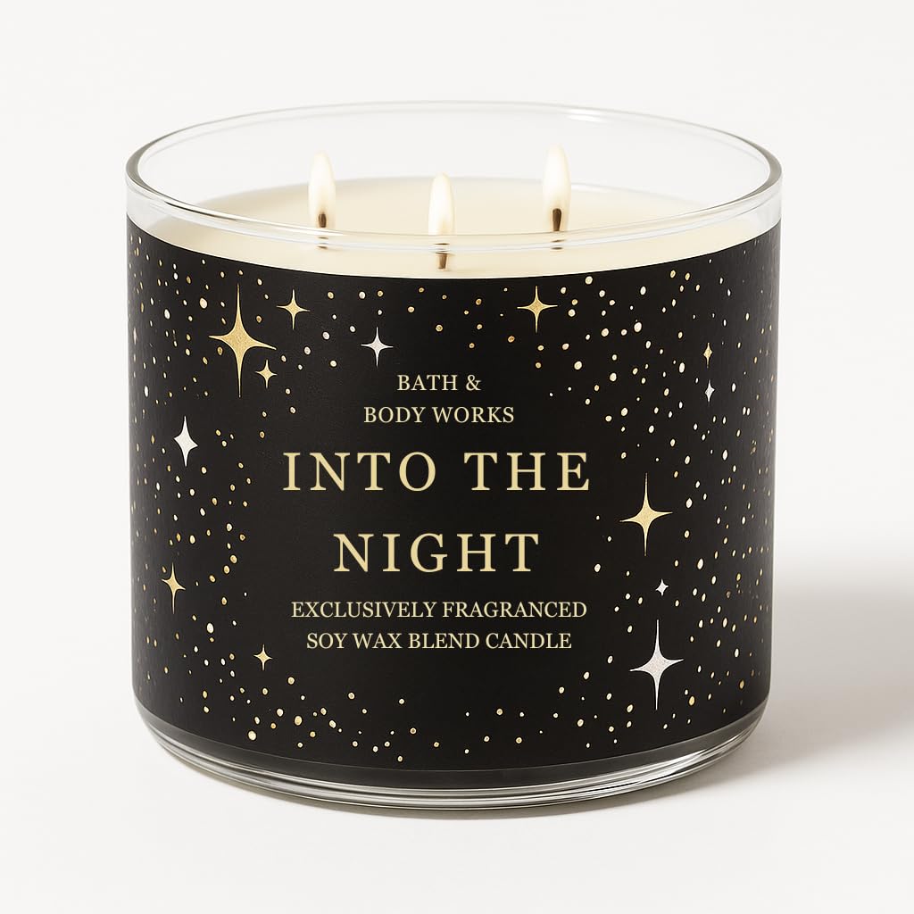 Bath & Body Works Into the Night 3‑Wick Candle 14.5 oz (411 g) – Raspberry Noir · Velvet Rose Petals · Mocha Musk