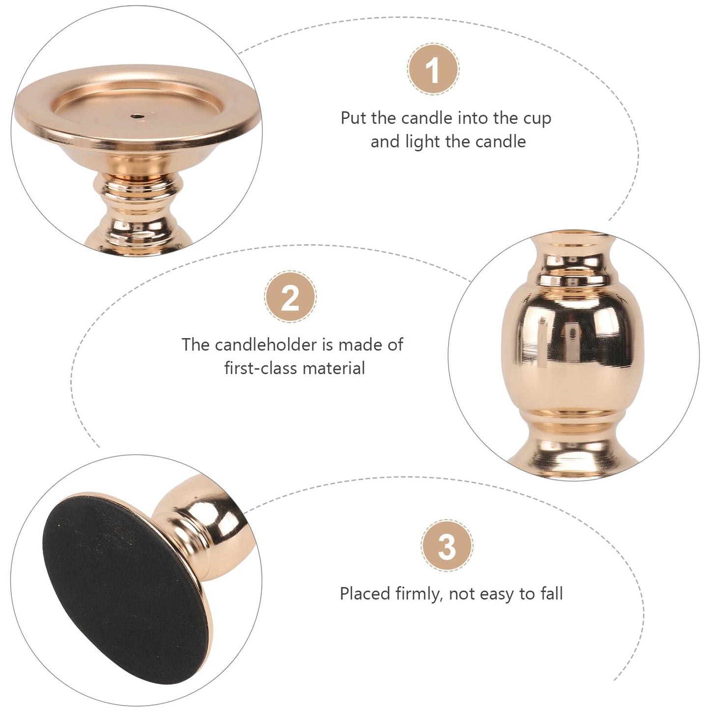 LOORGVEL Classic Design Chic Metal Candlestick Holder 16cm Gold Decorative Candleholder for Tabletop Party and Romantic Dinner Ambient Lighting
