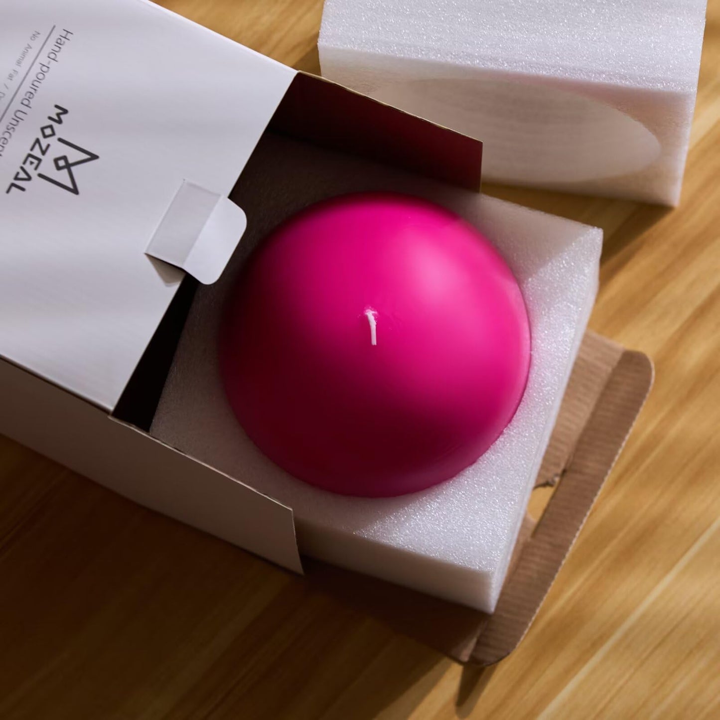 MOZEAL Hand-Poured, 6 Inch Hot Pink Large Round Ball Candles - Elegant Hot Pink Round Pillar Candles, Dripless, Unscented, Smokeless, Ideal for Parties and Celebrations.