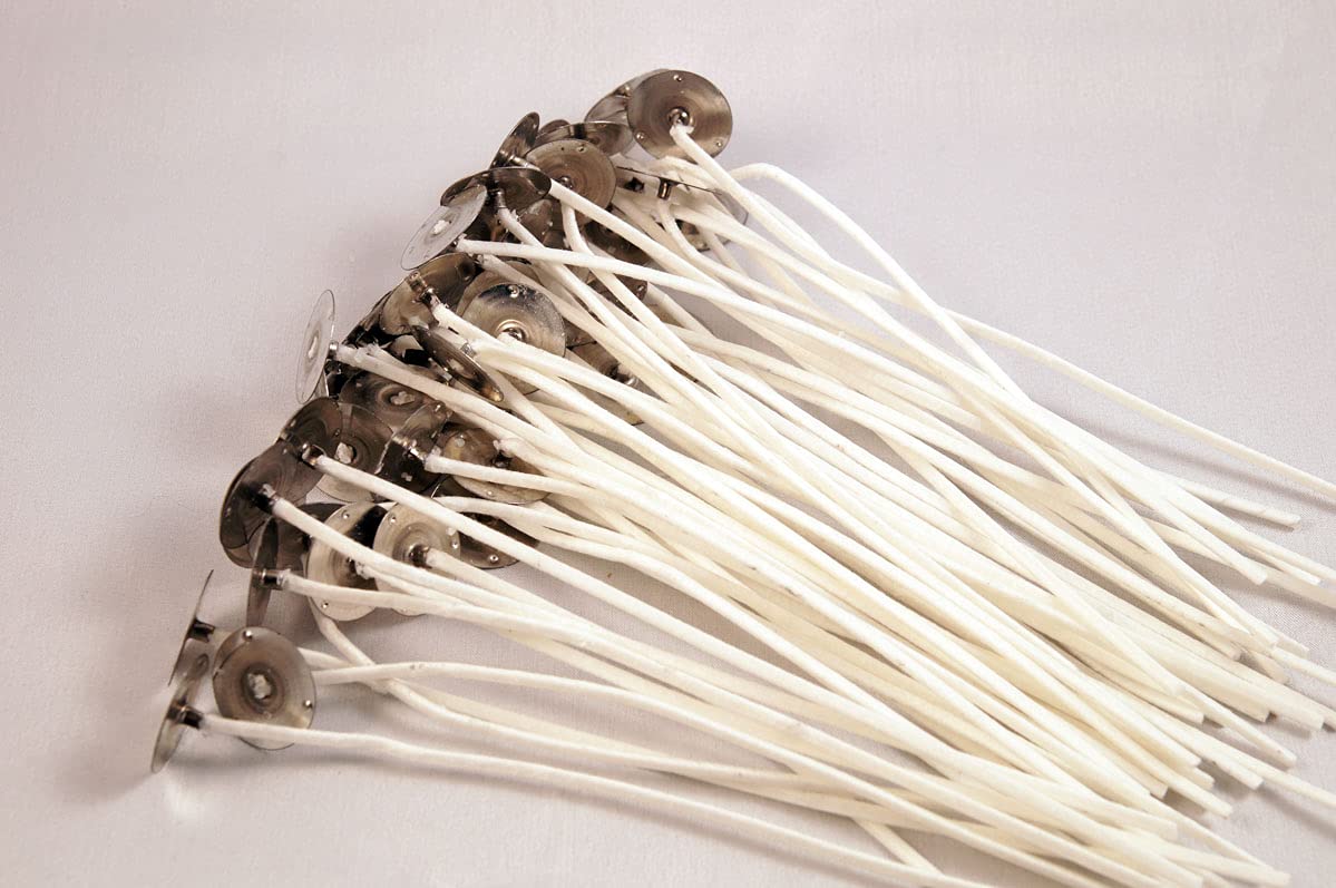 50 Pack | Jess Mae LX 26 - Genuine | 6 Inch Long | XL Cotton Candle Wicks | Self Trimming, Pre-Waxed & Pre-Tabbed | DIY Candle Making Supplies | Best Wicks for Container, Pillar & Votive Candles