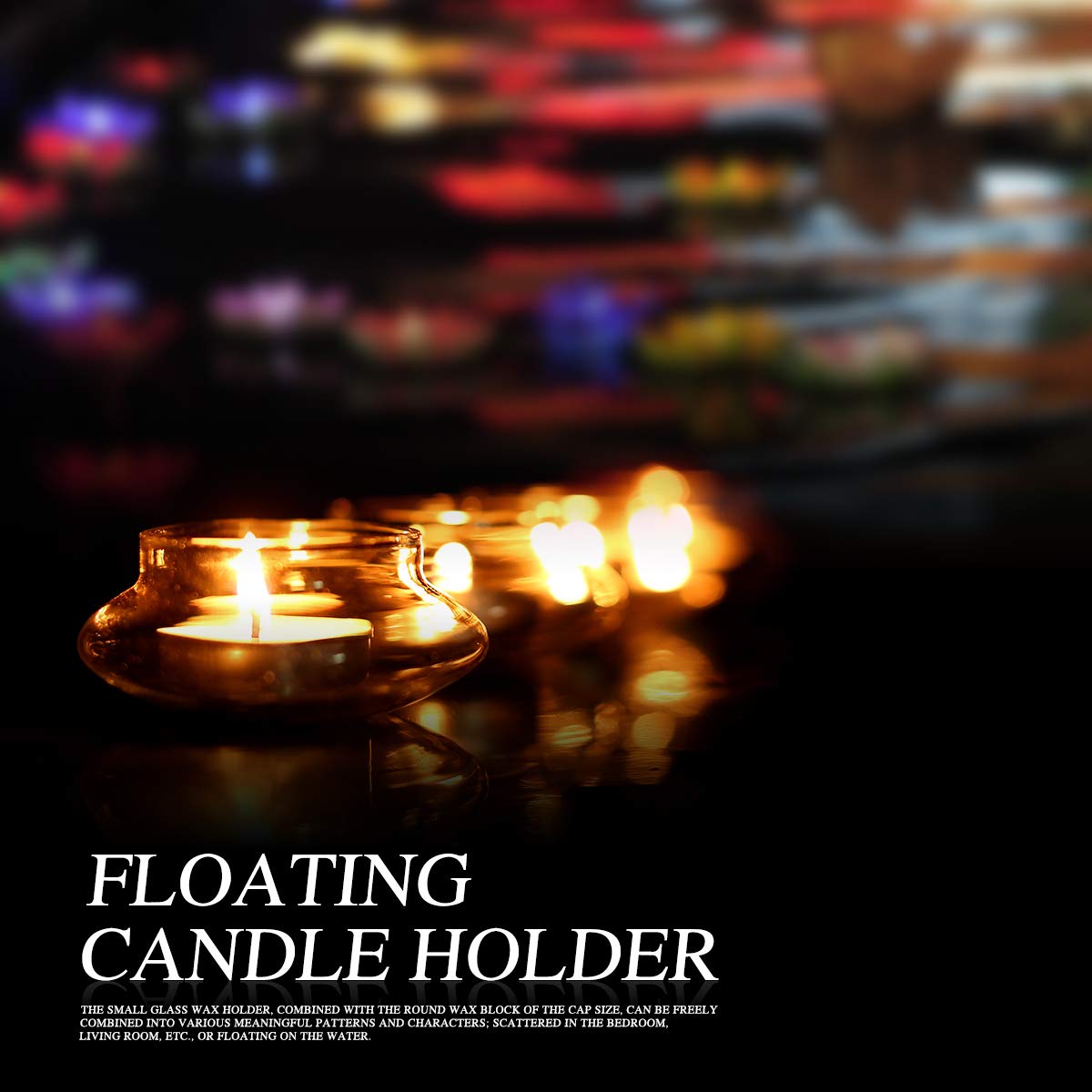 Laugh Cat Creative Romantic Floating Tealight Candle Holder Set of 12 Clear Hard Borosilicate Glass Wedding Dinner Centerpiece Decoration
