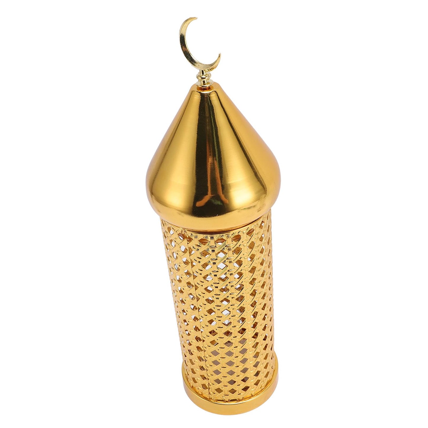 Omquot Retro Handmade Golden Metal Wind Lamp Lantern for Wedding Party Decorations, Aromatic Candle Holder for Romantic Ambience, Iron Material (Large)